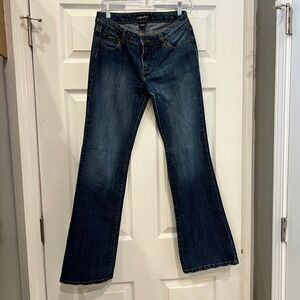 Clash Jeans Flare Denim Cotton Polyester Spandex Y2K McBling Retro Dark Wash 9
